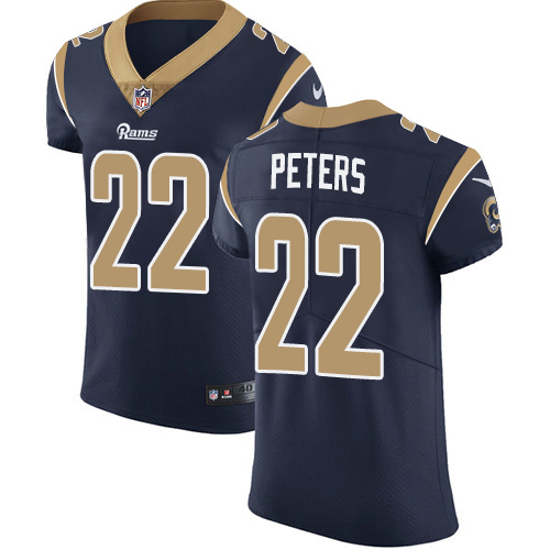 Nike Rams #22 Marcus Peters Navy Blue Team Color Men's Stitched NFL Vapor Untouchable Elite Jersey - Click Image to Close